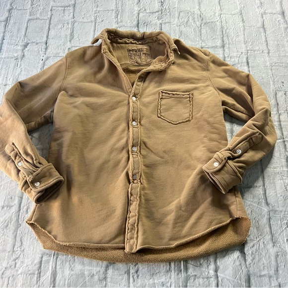 Frank & Eileen Sweatshirt Triple Fleece Button Up Camel - Picture 4 of 12